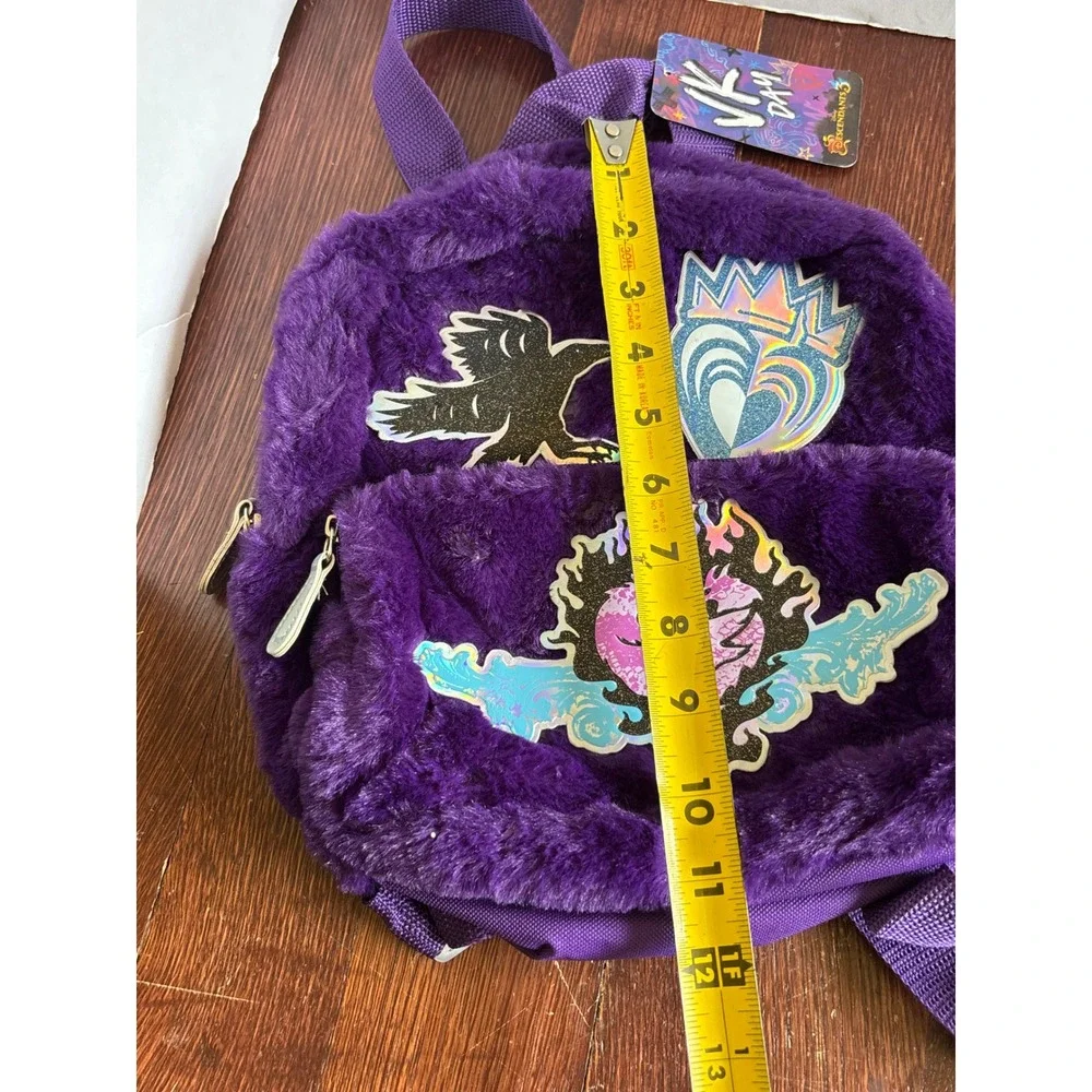 Disney Descendants 3 VK Day Purple Faux Fur Mini Backpack Mal Evie F19-314 NWT